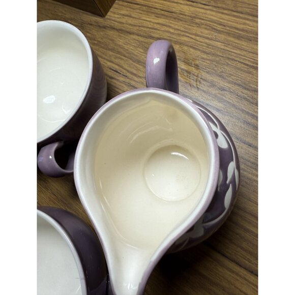 Vintage Jaliang Floral Ceramic Tea Set With Plates Creamer & Sugar Bowl Purple & - Picture 5 of 13